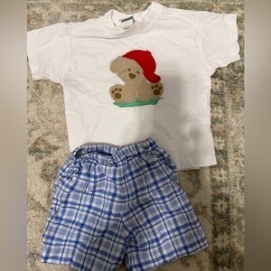 Kids White and Blue Plaid Matching Set